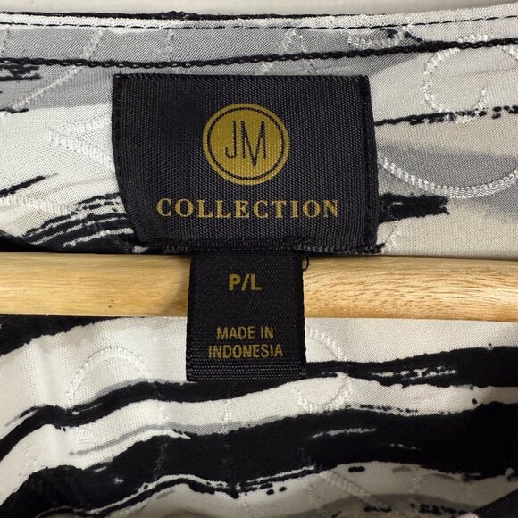 JM Collection Womens P/L Black & White Abstract Print Top With 3/4 Sleeves - Picture 3 of 11